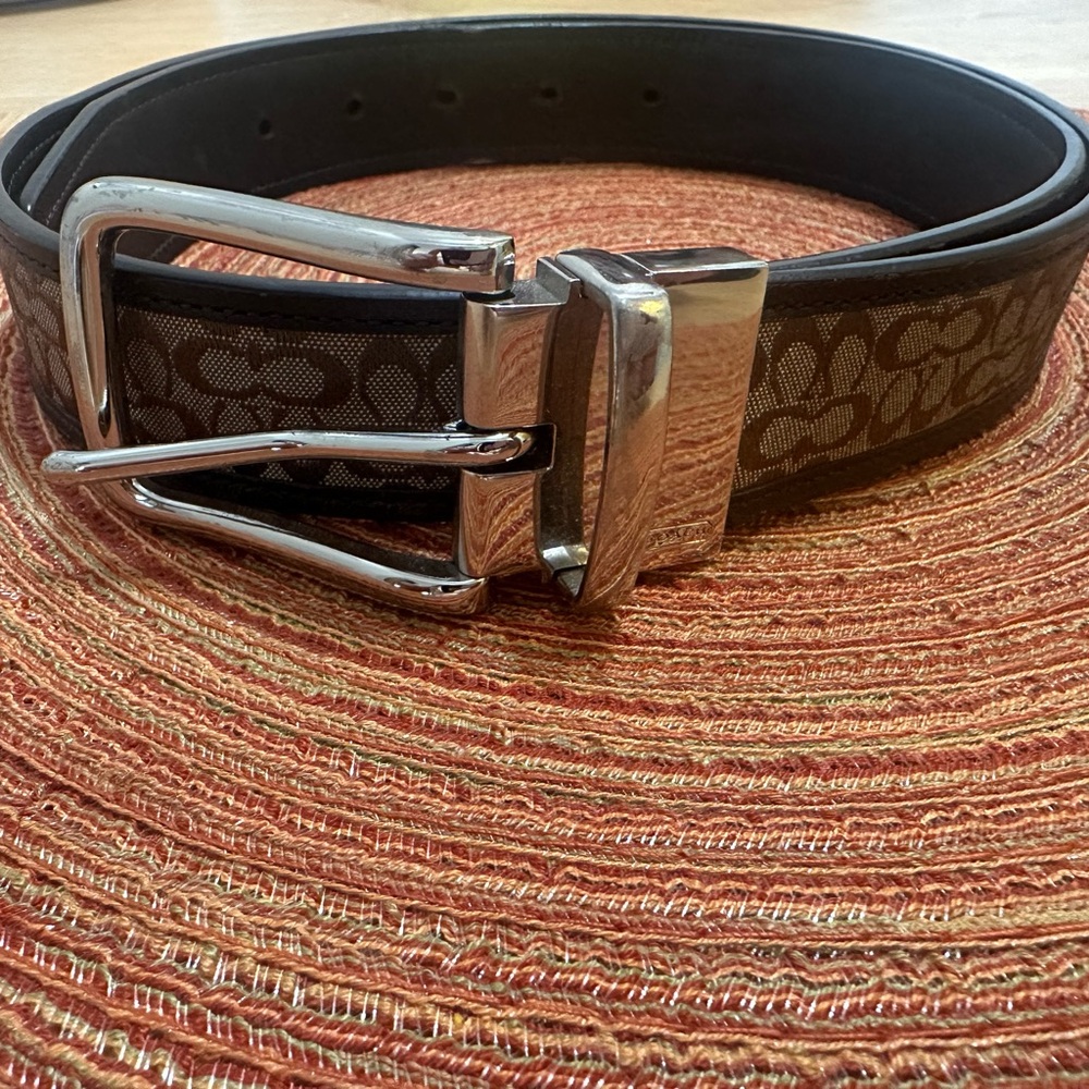 Coach Dark Brown Belt with Silver Buckle